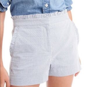 J. Crew Ruffle Waist Seersucker Shorts